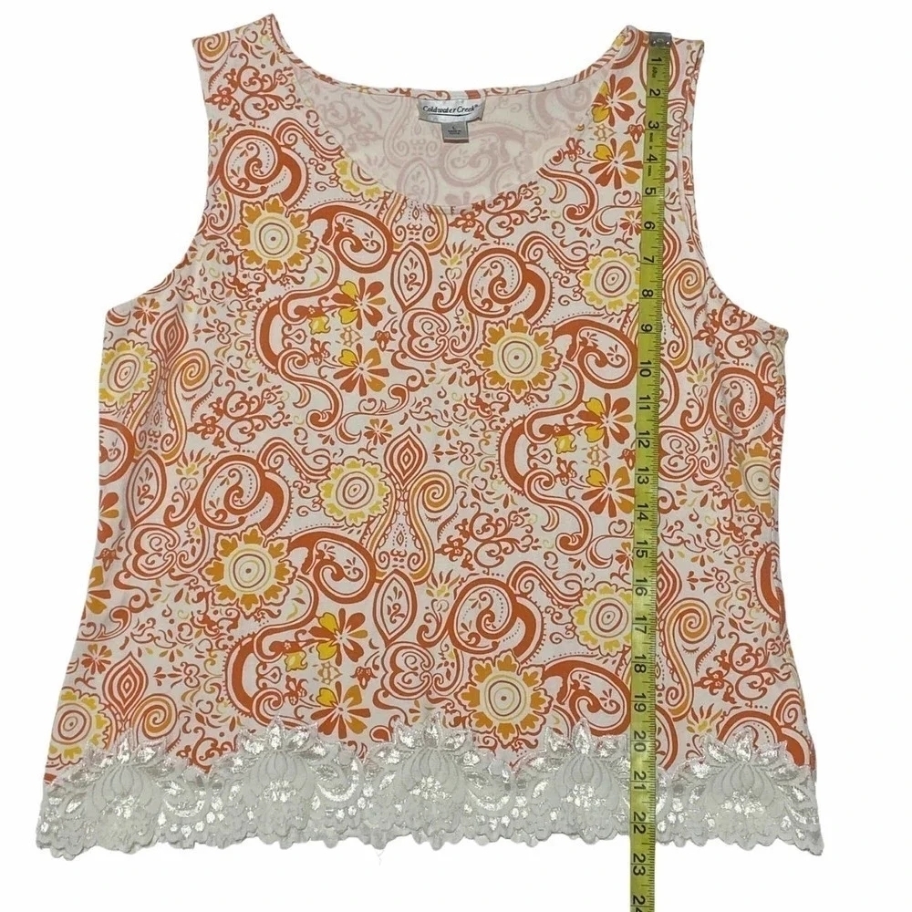 COLDWATER Creek Paisley Lace Sleeveless Top Large - Picture 8 of 10